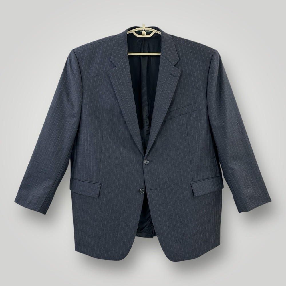Lauren Ralph Lauren 100% Wool Suit Jacket Men's 50 Reg Gray Pinstripe 2 Button